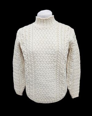 Vintage CALLAN Aran Fisherman Men's M Cable Knit Sweater Merino Wool IRELAND